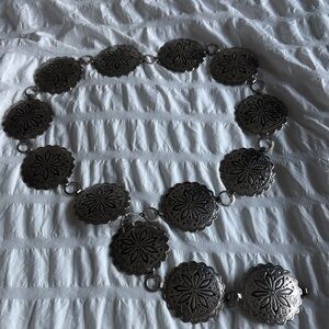 Statement Concho Belt — Silver Floral Medallions